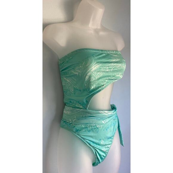 Ramy Brook Swimsuit One Piece Cut Out Medium Green NWT - Picture 2 of 8